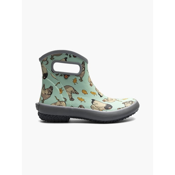 Bogs Footwear Patch Ankle Chickens Women's Waterproof Garden Boots, Aqua Multi, 11 M