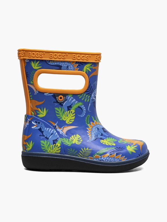 Footwear Skipper II Dinosaur Jungle Kids Rainboots, Blue Multi, 4 M Toddler