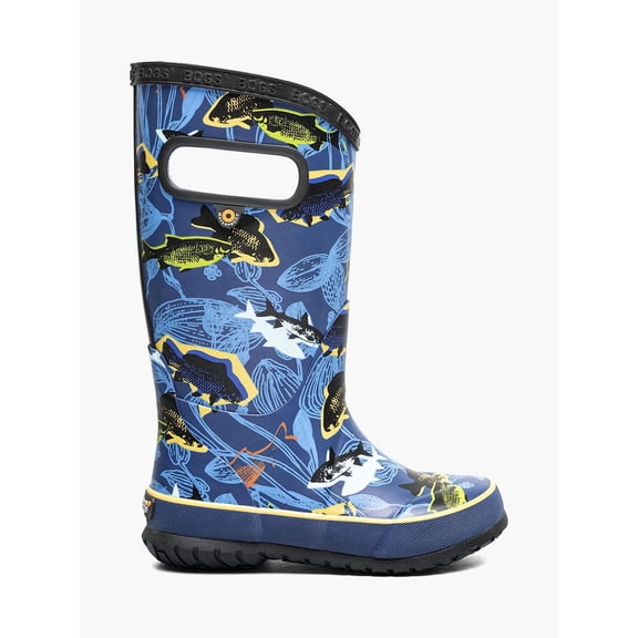 Bogs Kids Rainboot Fish, Navy Multi, 13 M Little Kid