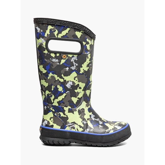 Bogs Kids Rainboot Camo Texture, Black Multi, 12 M Little Kid