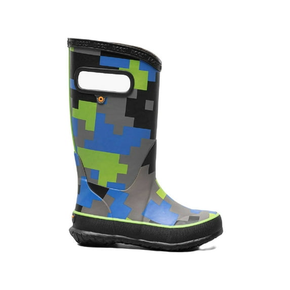 Bogs Rainboot Big Camo Shoes - Kids, Black/Green, 5