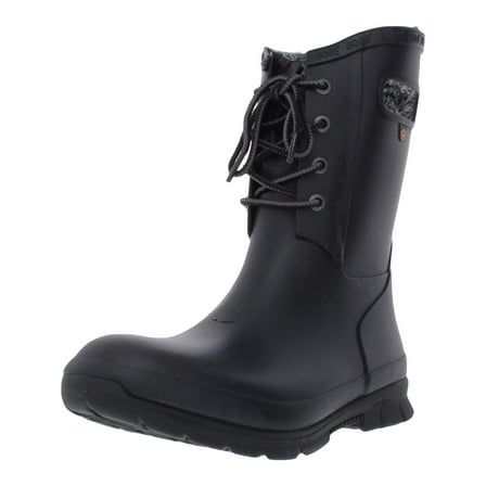BOGS Women's Amanda II Lace Waterproof Lace Up Rain Boots Black - 72704-001
