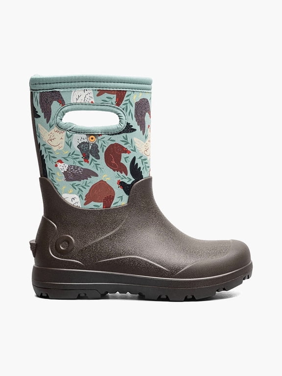 York Seamless Chicken Party Kids Waterproof Boots, Chocolate Multi, 11 M Little Kid