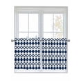 thumbnail image 1 of Bohemia 2 Panel Kitchen Curtains for Small Windows, Minimalist Geometric Pattern Abstract Dark Blue Bathroom Tier Curtain, Short Window Treatment for Bedroom/Living Room 55"x24", 1 of 6