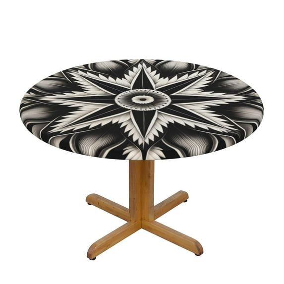 Bohemia (3) Round Fitted Tablecloths Table Covers Wipeable Waterproof Elastic for Kitchen Dinning Parties Wedding Picnic Medium Fits 45-50 Inch Table Size