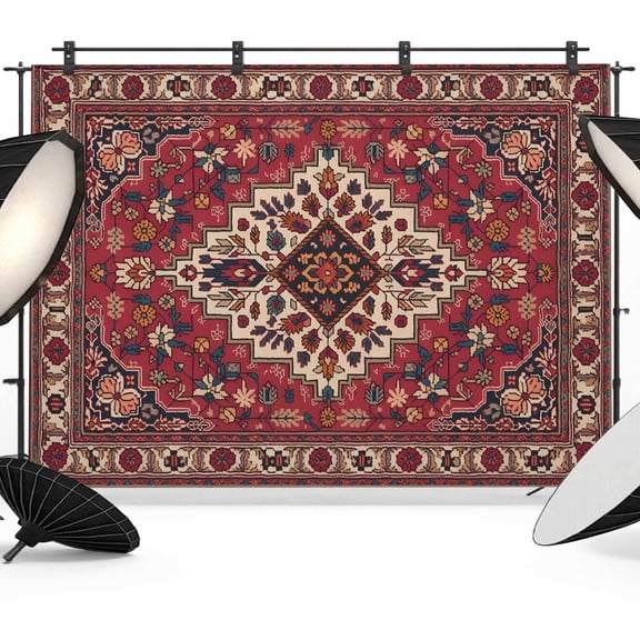 Bohemia Abstract Plant Backdrop for Photography, Vintage Red Black Retro National Medieval Trible Photo Backdrop Portrait Background Party Banner Photo Backgrounds for Studio Booth Props, 12x8ft