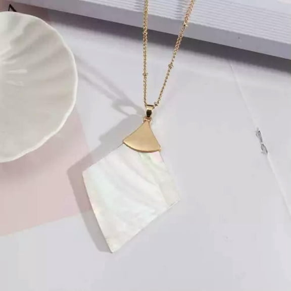 Bohemia Acetate Shell Puka Pendant Necklace Leopard Leather Triangle Jewelry