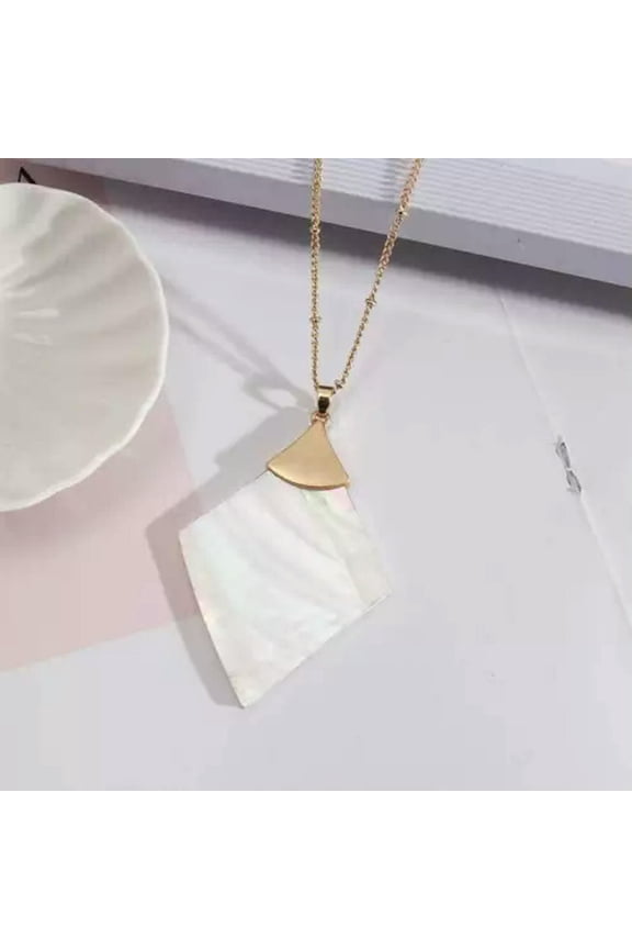 Bohemia Acetate Shell Puka Pendant Necklace Leopard Leather Triangle Jewelry