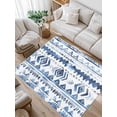 thumbnail image 1 of Bohemia Area Rug for Bedroom 5x7 Ft Blue Abstract Retro Striped Pattern Ethnic Style Super Soft fuzzy Throw Rug Non-Slip Fluffy Plush Indoor Floor Carpet for Living Room Nursery Home Decor, 1 of 8