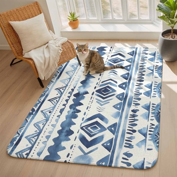 Bohemia Area Rugs for Living Room 5x7, Blue Abstract Retro Striped ...