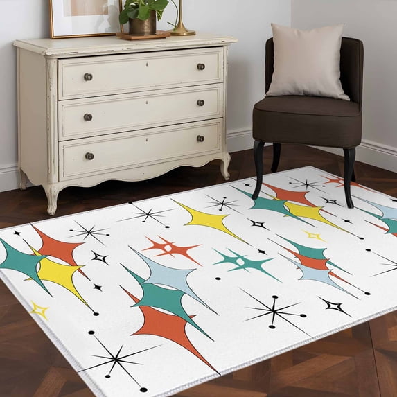 Bohemia Art 4x6 Rug for Dining Table for 4 People Under Table, Orange ...