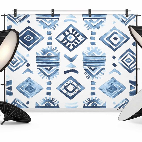 Bohemia Backdrop for Photography, Blue Argyle Abstract Geometric Texture Ethnic Style Photo Backdrop Portrait Background Party Banner Photo Backgrounds for Studio Booth Props, 7x5ft