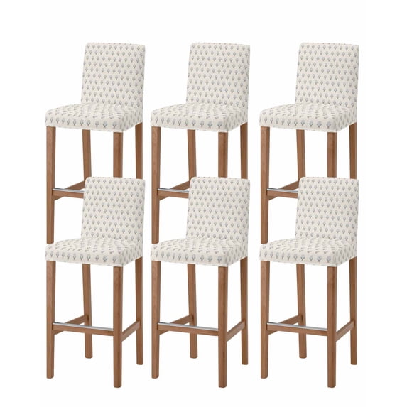 Bohemia Bar Stool Covers Set of 6, Modern Abstarct Floral Flowers Boho Beige Stretch Washable Bar Chair Covers with Backs, Removable Pub Counter Height Chair Cover for Kitchen Dining Room Cafe