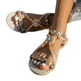 thumbnail image 1 of Bohemia Beach Sandals for Women 2025 Ethnic Casual Braided Rhinestones Elastic Ankle Strap Dressy Sandals, 1 of 6
