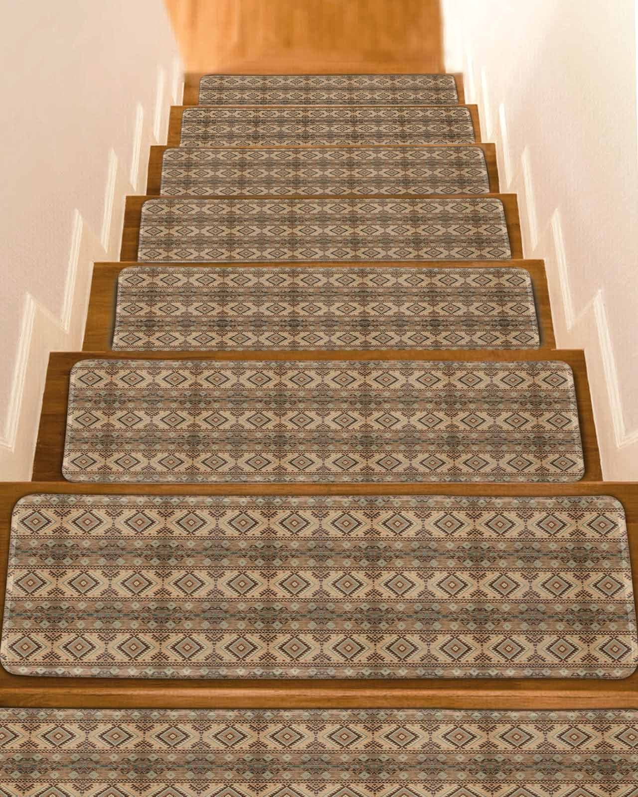 Bohemia Brown Turkish Non-Slip Stair Treads for Wooden Steps, 15 Pack ...