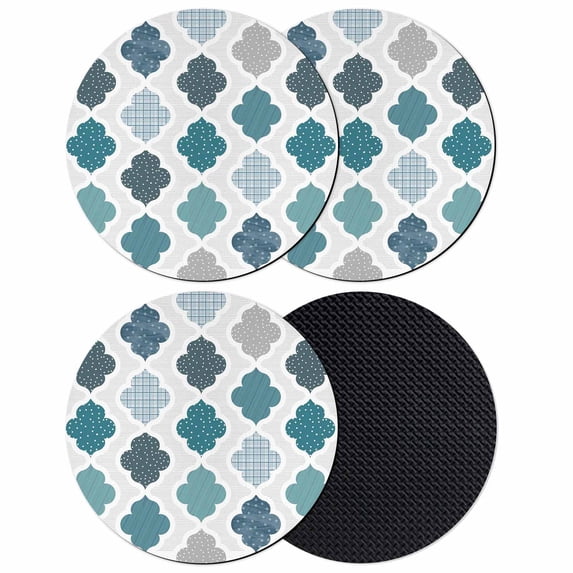 Bohemia Coasters Set of 4, Absorbent Coasters for Drinks, Vintage Moroccan Geometric Pattern Blue Green Gray Coaster for Desk Coffee Table Protection, Home Decor House Warming Gifts 4"