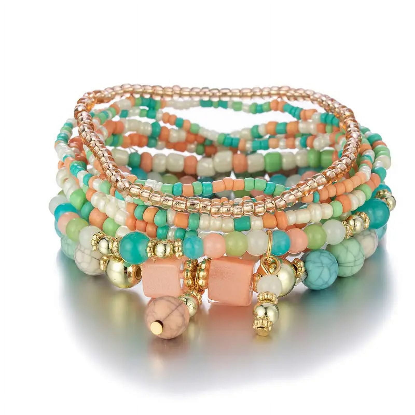 Bohemia Colorful Rice Beads Bracelet Set For Women Summer Handmade