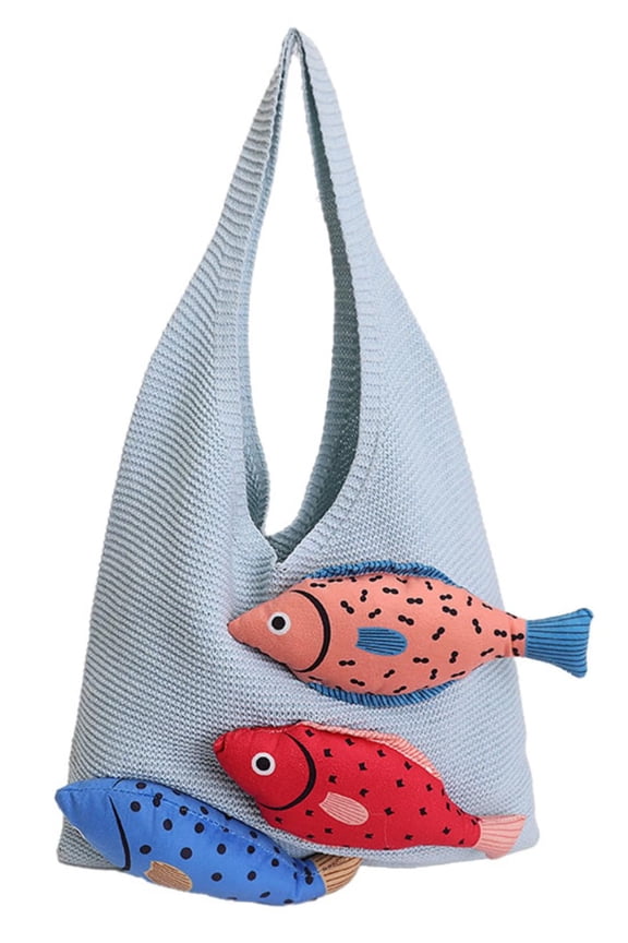 Bohemia Crochet Summer Beach Bag Women Macrame Underarm Shoulder Bags Fish Crossbody Purse Top-handle Tote Hobo Handbag
