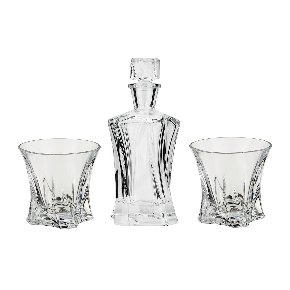 Bohemia Crystal AU52610 1+2 Whiskey Set "Cooper", 1 Decanter + 2 DOF Glasses