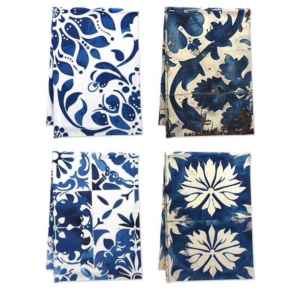 Bohemia Dish Towels Columbian Stencils Spanish Dish Towels 16x24 Inches Set Of 4 Boho Design Handy Decorative Hand Towels for Outdoor Kitchen Powder Room Bath Indoor (Microfiber)