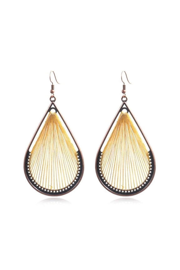 Bohemia Earrings Long Dangle Earrings Drop Aquamarine Tassel Red Copper E13