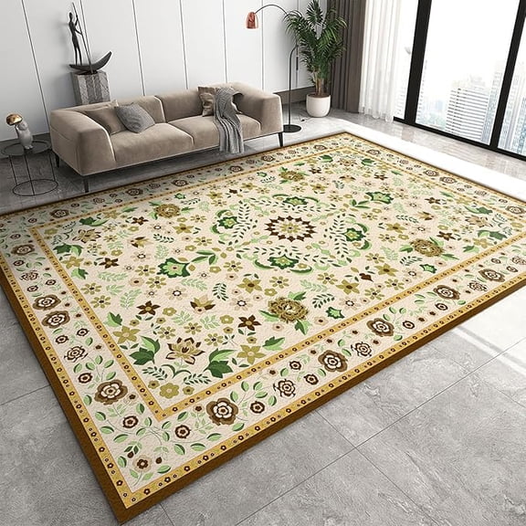 Bohemia Element Art Kids Rugs, Retro Light Brown Flower Area Rug, Anti-Slip Washable Ultra Soft Nursery Mat Carpet For Living Room Bedroom Farmhouse Entryway Hallway Kitchen 2 x 3ft