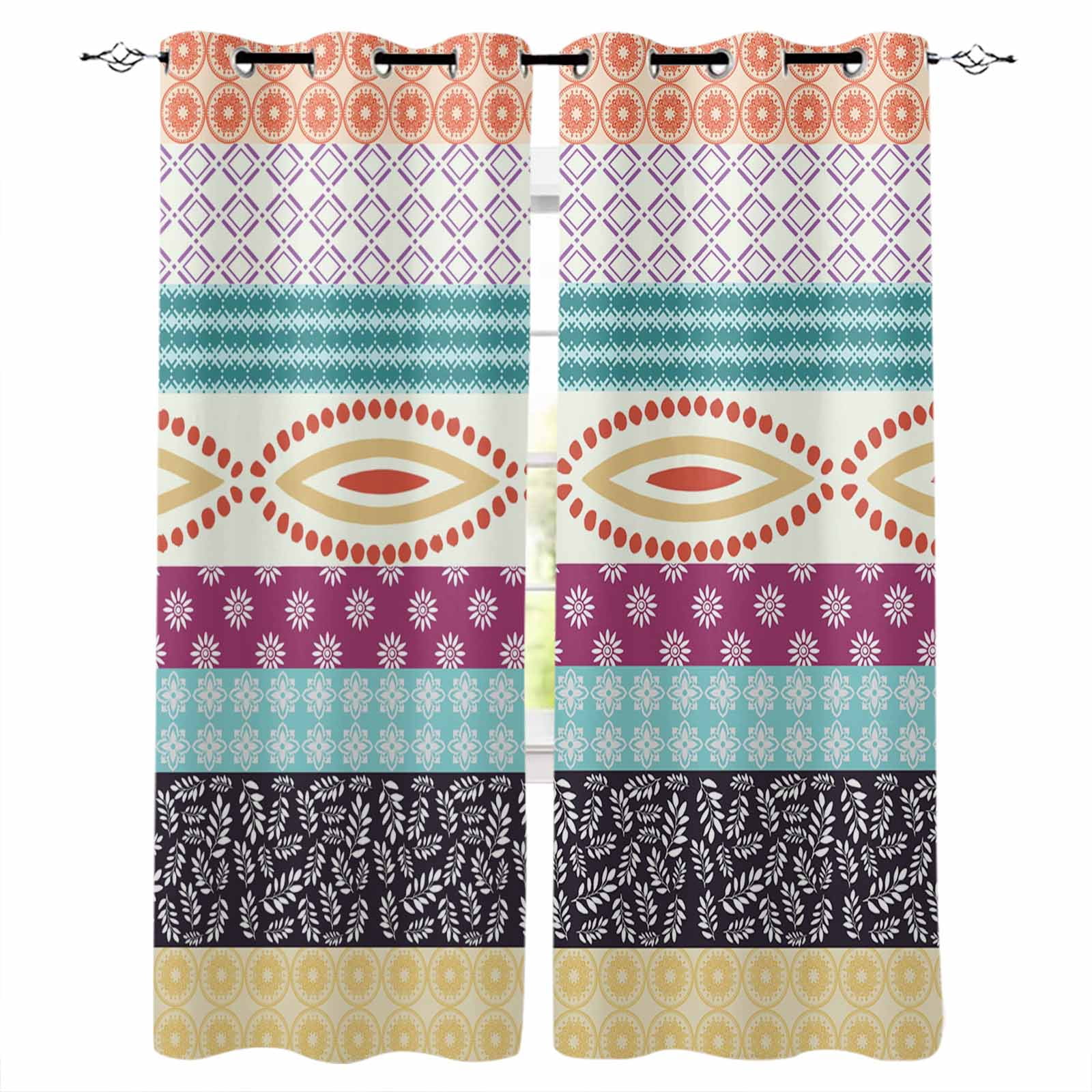 Bohemia Ethnic Blackout Curtains 72 Inches Long, Boho Tribal Teal ...