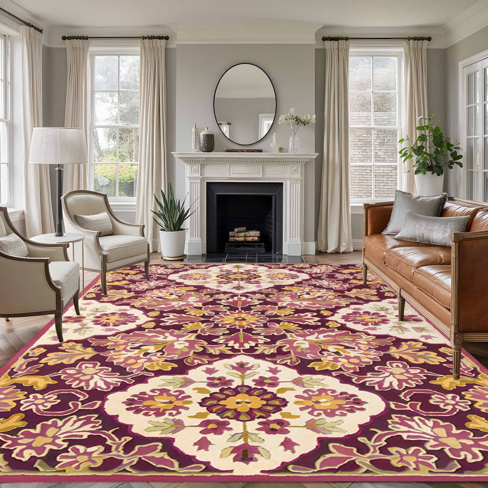 5x7 Rectangular Rugs Bohemia Ethnic Style 5x7 Rug for Living Room Sofa and Coffee Table ...