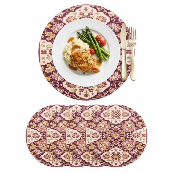 Bohemia Ethnic Style Leather Placemats Set of 4, 15 Inch, Retro ...