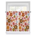 thumbnail image 1 of Bohemia Floral 2 Panel Kitchen Curtains for Windows, Vintage Orange Pink Flowers Boho Style Beige Bathroom Privacy Curtain, Home Décor Window Treatment for Bedroom/Living Room 55"x45", 1 of 6