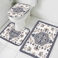 thumbnail image 1 of Bohemia Floral Bathroom Rugs Set Blue Retro Boho Ethnic Farmhouse Flower Pattern Non Slip Absorbent Soft Bath Mats 3 Piece Set with Bathroom Rug, U-Shaped Floor Mat, Toilet Seat Cover Small Size, 1 of 9
