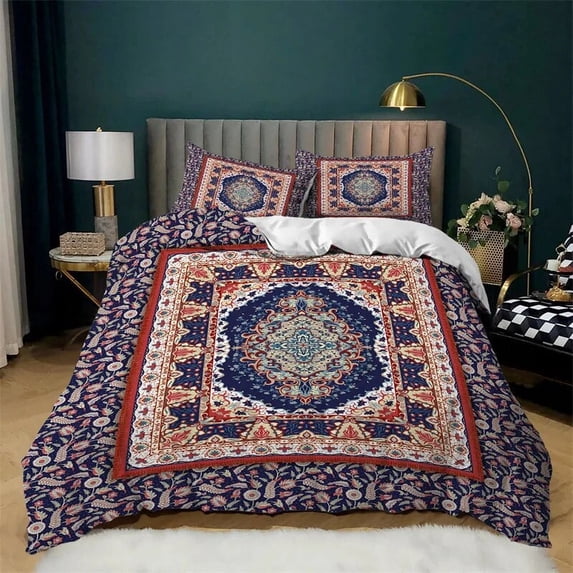 Bohemia Floral Duvet Cover Geometric Pattern Bedding Set Microfiber Tropical Leaves Comforter Cover King For Adults