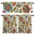 thumbnail image 1 of Bohemia Floral Kitchen Curtains Valances and Tiers Set of 3 Vintage Pesley Blue Flowers Leaf Plant Pattern Tier Curtains and Valance with Rod Pocket for Small Windows, 27.5"x36", 1 of 9