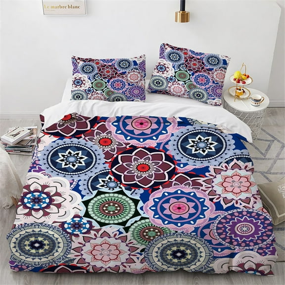 Bohemia Floral Mandala Duvet Cover Microfiber Exotic for Children Women for Bedroom ration with Pillowcase King