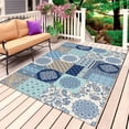 thumbnail image 1 of Bohemia Floral Outdoor Rug 4x6 Ft, Non Slip Washable Area Rug, Retro Mediterranean Texture Patchwork Blue Patio Rugs Carpet Runner, Large Floor Mat for Indoor/Outdoor Deck Porch Camping, 1 of 8