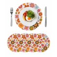 thumbnail image 1 of Bohemia Floral Round 15 Inch Placemats Set of 4, Vintage Orange Pink Flowers Boho Style Beige HeatResistant Non Slip Place Mats for Dining Table, Wipeable Braided Kitchen Table Mats for Housewarming, 1 of 9