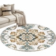 thumbnail image 1 of Bohemia Floral Washable Round Area Rug 3 ft, Retro Boho Ethnic Farmhouse Blue Flower Pattern , Soft Non Slip Rugs Stain Repellent Indoor Felt Carpet for Living Dining Room Bedroom Home Office, 1 of 9