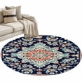 thumbnail image 1 of Bohemia Floral Washable Round Area Rug 3 ft, Vintage Boho Ethnic Farmhouse Flower Pattern , Soft Non Slip Rugs Stain Repellent Indoor Felt Carpet for Living Dining Room Bedroom Home Office, 1 of 9
