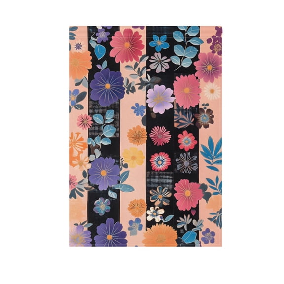 Bohemia Floral on Stripes Garden Flag House Banner 28" x 40" Double Sided Outdoor Yard Decoration