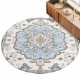 Bohemia Flower Area Rug, Blue Retro Boho Ethnic Farmhouse Floral ...