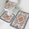 thumbnail image 1 of Bohemia Flower Bathroom Rugs Set Retro Boho Ethnic Farmhouse Floral Pattern Non Slip Absorbent Soft Bath Mats 3 Piece Set with Bathroom Rug, U-Shaped Floor Mat, Toilet Seat Cover Small Size, 1 of 9