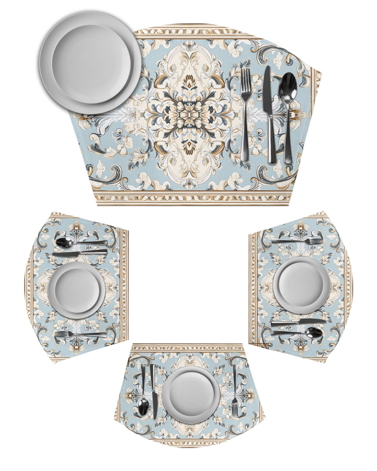 Bohemia Flowers Round Table Placemats Set of 2 Wedge Placemats, Boho ...
