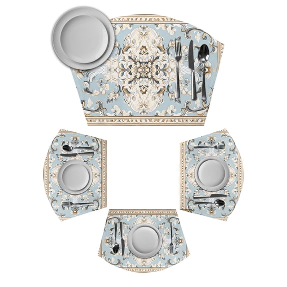 Bohemia Flowers Round Table Placemats Set of 2 Wedge Placemats, Boho ...