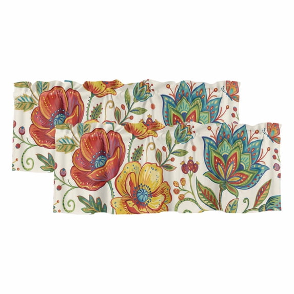 Bohemia Flowers Window Valance, Color Vintage Pesley Floral Leaf Plant ...