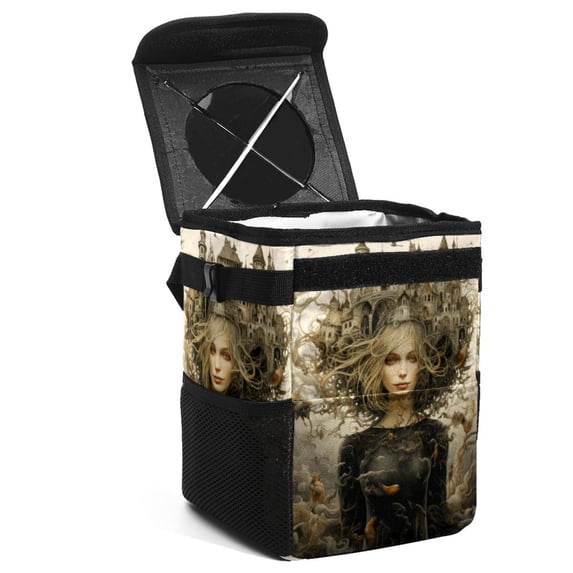 Bohemia Foldable Car Trash Can with Lid, Leak-proof, Hanging Storage Bag - Car Trash Bin, Trash Can for Car, Car Garbage Can