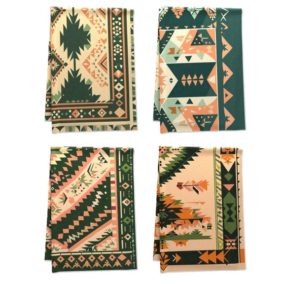 Bohemia Handy Hand Towels Symmetrical Aztec Pattern Dark Maroon Decorative Hand Towels Wall Art Elegant Boho Versatile Dish Towels for Garden Car Dressing Room Bath 16 X 24Inches 4Pcs