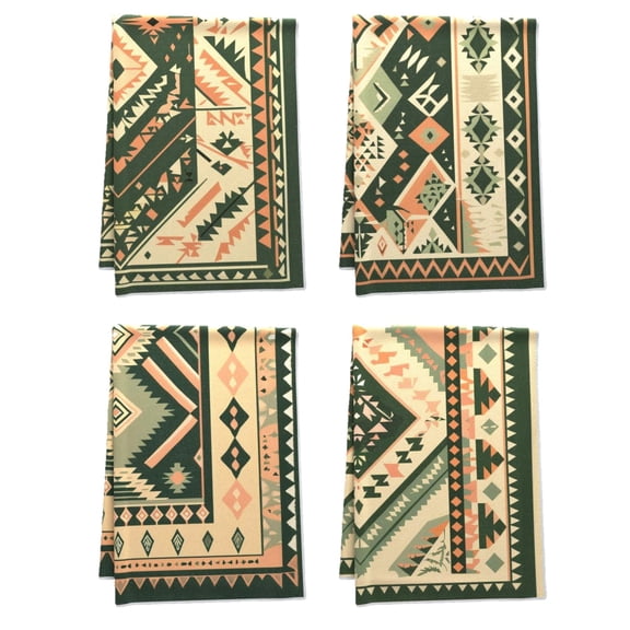 Bohemia Handy Hand Towels Symmetrical Aztec Pattern Dark Maroon Decorative Hand Towels Wall Art Elegant Boho Versatile Dish Towels for Garden Car Dressing Room Bath 16 X 24Inches 4Pcs