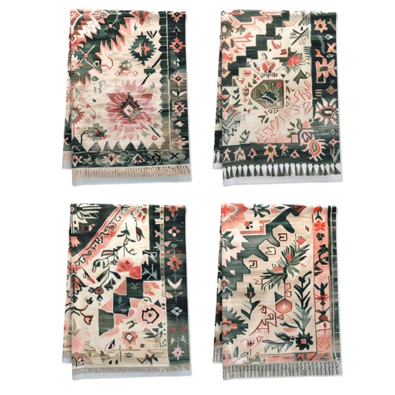 Bohemia Handy Hand Towels Symmetrical Aztec Pattern Dark Maroon Decorative Hand Towels Wall Art Elegant Boho Versatile Dish Towels for Garden Car Dressing Room Bath 16 X 24Inches 4Pcs