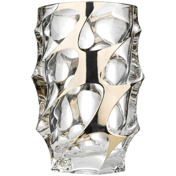 Bohemia Jihlava JS14071, 10-Inch Crystal Vase with Platinum Gold Sputtering, Decorative Centerpiece Bud Calypso Vase