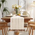thumbnail image 1 of Bohemia Linen Table Runner for Home Decor, 72" Farmhouse Rustic Macrame Burlap Table Runner, Handmade Table Runner with Tassels for Boho Dining Room Decoration, 13x72 Inches, 1 of 5